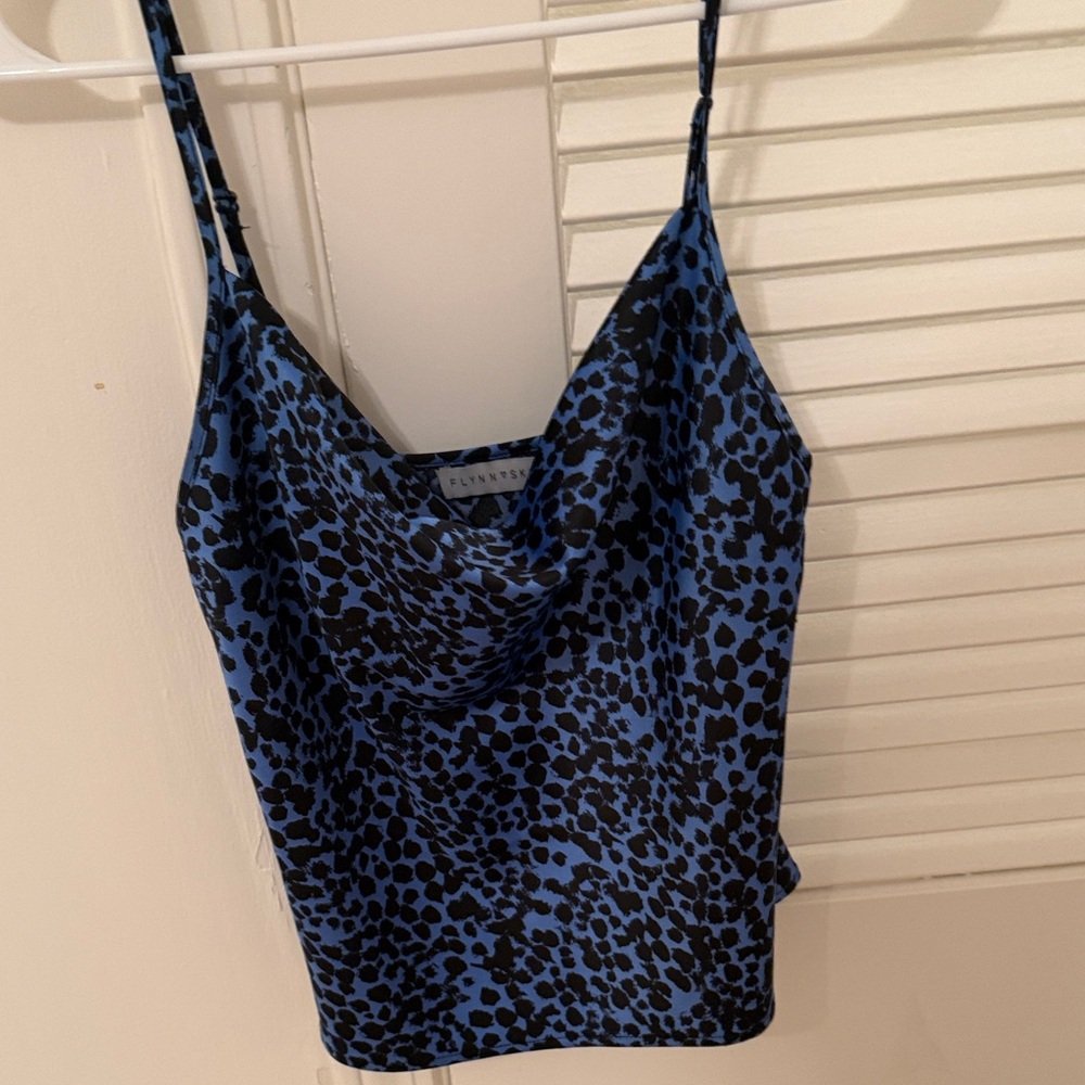 Flynn Skye Blue and Black Leopard Cowl Neck Camisole